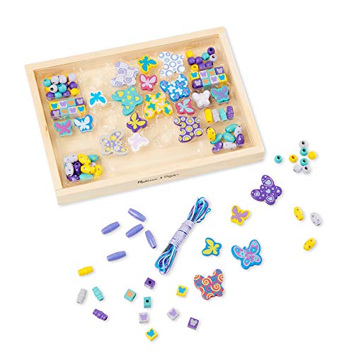 Melissa and Doug Created by Me! Butterfly Beads Wooden Bead Kit, 120+ Beads for Jewelry-Making