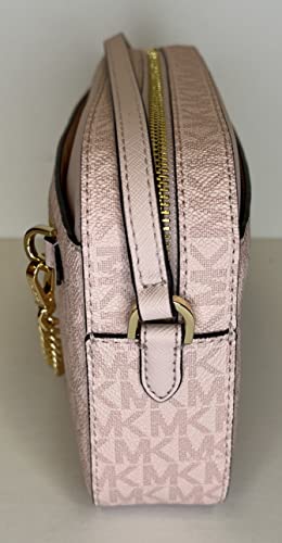 Michael Kors Jet Set Large Chain Crossbody Bag bundled with with SM TZ Coinpouch Wallet and Purse Hook (Signature MK Powder Blush)