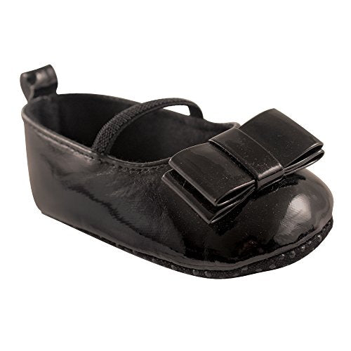 Luvable Friends Unisex Baby Crib Shoes, Black Patent, 12-18 Months