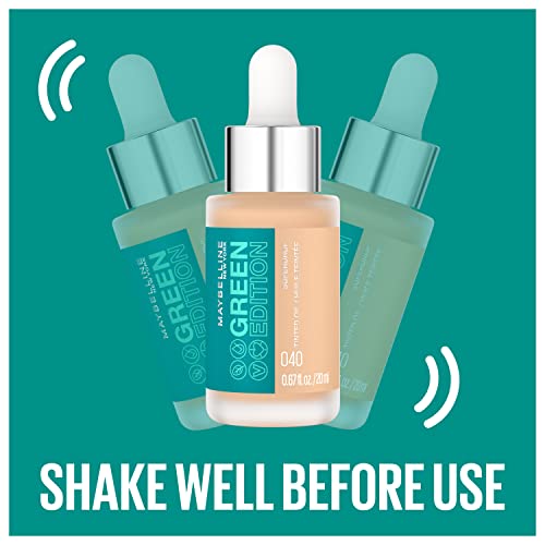 Maybelline Green Edition Superdrop Tinted Oil Base Makeup, Adjustable Natural Coverage Foundation Formulated With Jojoba and Marula Oil, 40, 1 Count