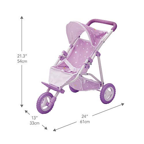 Olivia's Little World - Twinkle Stars Princess Baby Doll Jogging Stroller, fits Dolls up to 18 inches, Purple/White