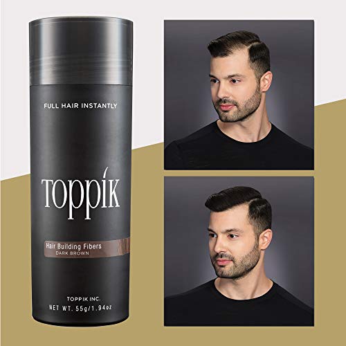 Toppik Hair Building Fibers, Dark Brown, 55g Fill In Fine or Thinning Hair Instantly Thicker, Fuller Looking Hair 9 Shades for Men and Women