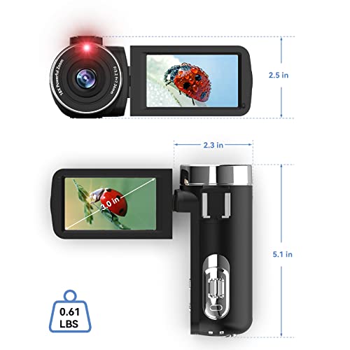 OIEXI 4k Video Camera Camcorder with 18X Digital Zoom,48MP Vlogging Camera for YouTube,3.0' IPS 270° Rotating Touchscreen,Camcorder with Microphone,Remote Control,IR Night Vision and 2 Batteries(Black)