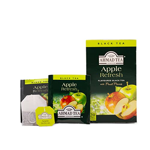 Ahmad Tea Black Tea, Apple Refresh Teabags, 20 ct (Pack of 6) - Caffeinated and Sugar-Free