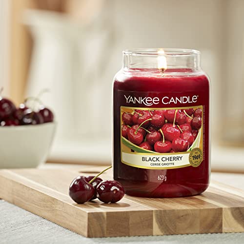 Yankee Candle Black Cherry Scented, Classic 22oz Large Jar Single Wick Candle, Over 110 Hours of Burn Time