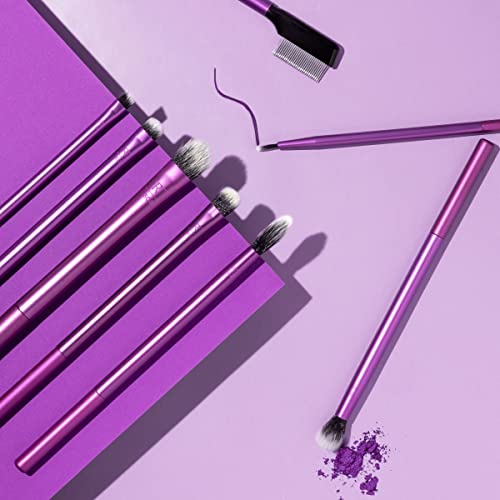 Real Techniques Everyday Eye Essentials Makeup Brush Kit, Eye Makeup Brushes for Eye Liner, Eyeshadow, Brows, and Lashes, Synthetic Bristles, Cruelty-Free and Vegan, 8 Piece Set