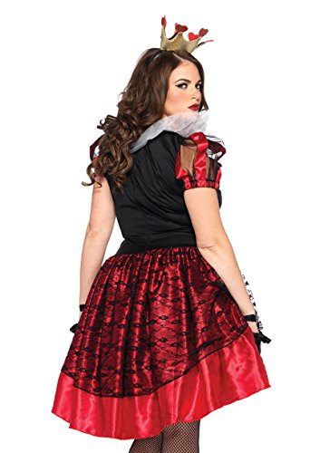 Leg Avenue womens - 2 Piece Royal Red Queen Full Length Satin Dress With Crown Headpiece Halloween for Wom Adult Sized Costumes, Black/Red, 1X 2X US