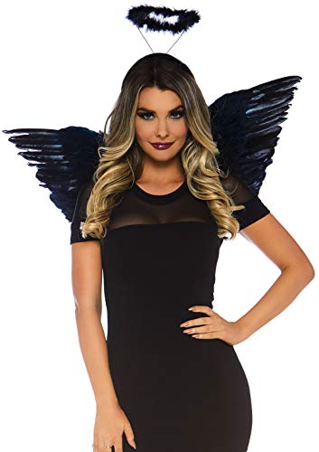 Leg Avenue Women's 2pc. Angel Accessory kit, Includes Wings and Halo, Black, One Size