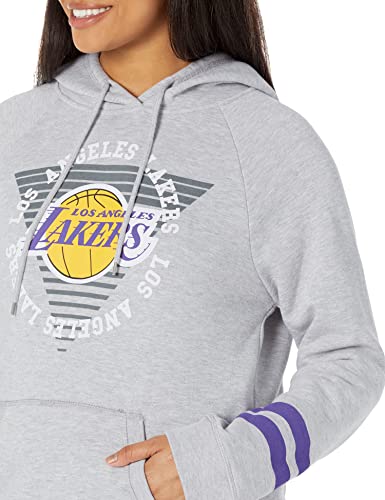 Ultra Game NBA Los Angeles Lakers Womens Soft Fleece Pullover Hoodie Sweatshirt With Varsity Stripe, Heather Gray, Medium