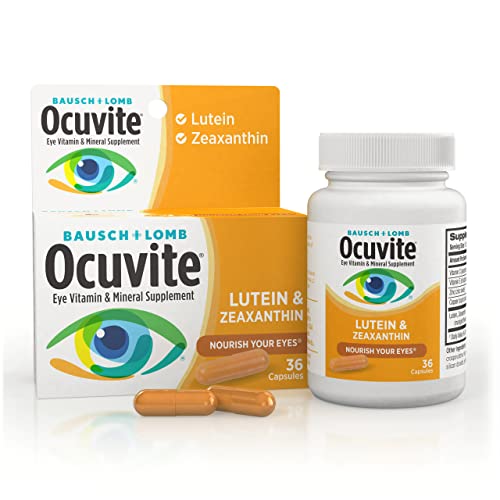 Ocuvite Eye Vitamin and Mineral Supplement with Lutein, Contains Zinc, Vitamins C, E, and Zeaxanthin, 36 Capsules (Pack of 2)