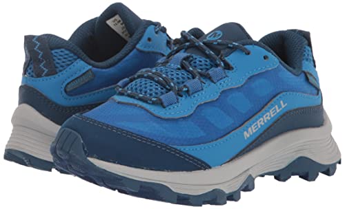 Merrell Moab Speed Low Waterproof Hiking Sneaker, Blue, 1 US Unisex Big Kid