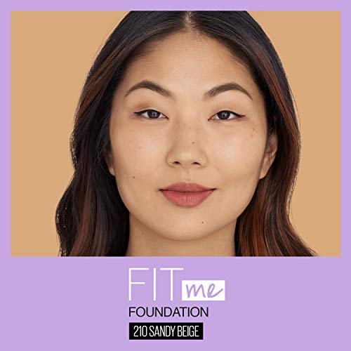 Maybelline Fit Me Dewy + Smooth SPF 18 Liquid Foundation Makeup, Sandy Beige, 1 Count