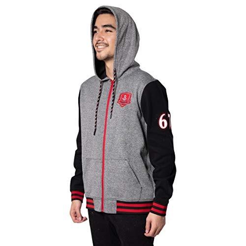 NBA Houston Rockets Mens Men's Full Zip Fleece Hoodie Letterman Varsity Jackett, Team Color, XL