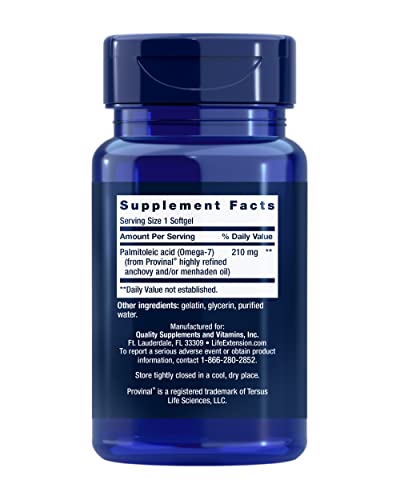 Provinal Purified Omega-7 - Daily Essential Omega 7 Fatty Acids Supplement, Palmitoleic Acid Fish Oil For Heart Health and Inflammation Management - Gluten-Free, Non-GMO - 30 Softgels Month Supply