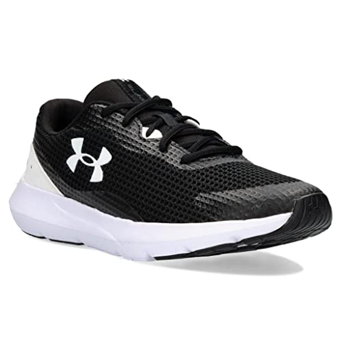 Under Armour Men's Surge 3 Road Running Shoe, Black (001)/White, 8.5