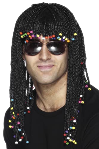 Smiffy's Braided Wig with Beads, Black