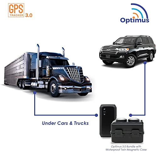 Optimus 3.0 GPS Tracker - 1 Month Battery - Bundle with Waterproof Twin Magnet Case for Vehicles and Assets - 4G LTE - Real-Time GPS Tracking Device