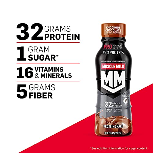 Muscle Milk Pro Advanced Nutrition Protein Shake, Intense Vanilla, 11.16 Fl Oz Bottle, 12 Pack, 32g Protein, 1g Sugar, 16 Vitamins and Minerals, 5g Fiber, Workout Recovery, Energizing Snack, Packaging May Vary