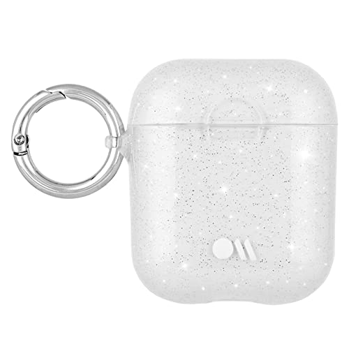 Case-Mate Protective AirPod Case Cover, Soft Silicone Cover with Keychain Ring for Men and Women, Compatible with Apple AirPods Series 1 and 2, Front LED visible - Crystal Clear