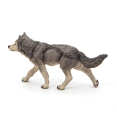 Papo -hand-painted - figurine -Wild animal kingdom - Grey Wolf -53012 -Collectible - For Children - Suitable for Boys and Girls- From 3 years old