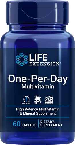 Life Extension One-Per-Day Multivitamin - Essential Vitamins and Minerals - for Healthy Immune Function, Cellular, Blood Vessel, Heart and Brain Health - Non-GMO, Gluten-Free - 60 Tablets
