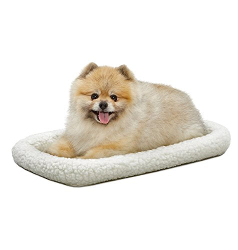 MidWest Bolster Pet Bed for Dogs and Cats22L-Inch White Fleece Dog Bed or Cat Bed w/ Comfortable Bolster | Ideal for XS Dog Breeds and Fits a 22-Inch Dog Crate | Easy Maintenance Machine Wash and Dry | 1-Year Warranty