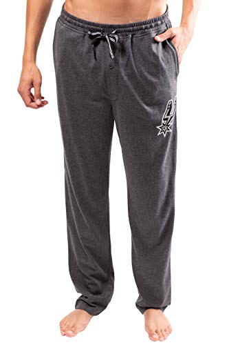 Ultra Game NBA San Antonio Spurs Mens Sleepwear Super Soft Pajama Loungewear Pants, Heather Gray, Medium