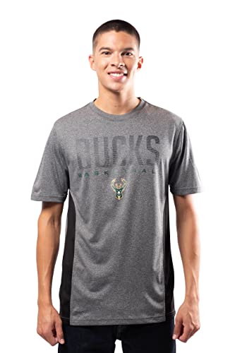 Ultra Game NBA Milwaukee Bucks Mens Active Tee Shirt, Charcoal Heather, Medium
