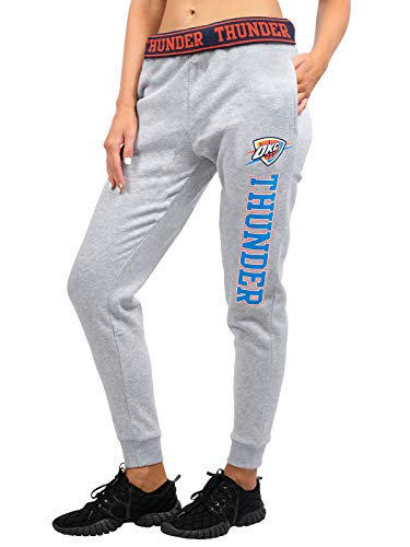 Ultra Game NBA Oklahoma City Thunder Womens Jogger Pants Active Basic Fleece Sweatpants , Heather Gray, X-Large