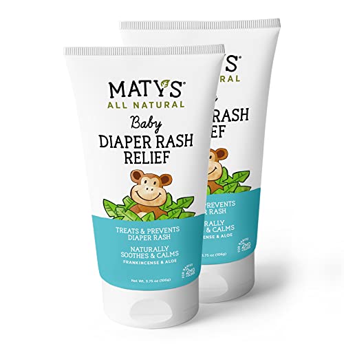 Maty's Baby Diaper Rash Relief Ointment - Natural Soothing Cloth Diaper Safe Cream Made With Organic Ingredients like Lavender, Aloe and Zinc, for Babies 2 months+, 3.75 Oz, 2 Pack