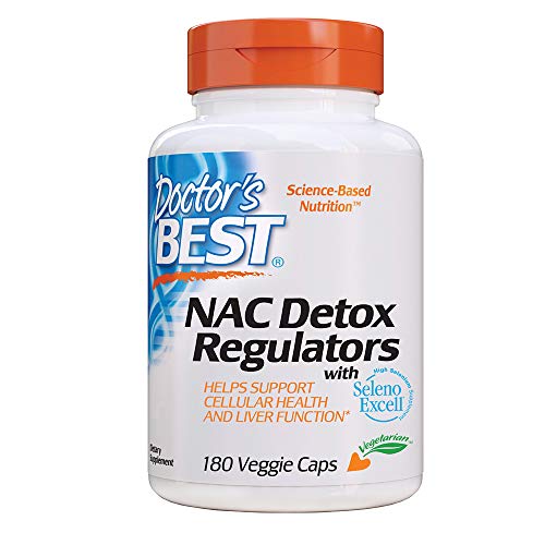 Doctor's Best Nac Detox Regulators with seleno excell, Non-GMO, Vegetarian, GlutenandSoy Free, 180 Veggie Caps, 180Count