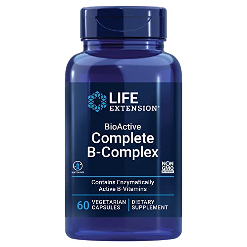 Life Extension BioActive Complete B Complex – Complete Formula for Vitamin B Benefits – Boosts Energy Production and Promotes Metabolism - Gluten-Free, Non-GMO – 60 Vegetarian Capsules