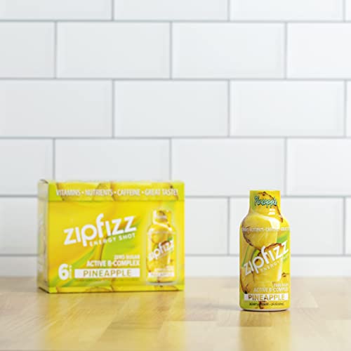 Zipfizz 2oz Energy Shot - Pineapple Flavor | Hydrating Electrolyte Drinks w/Liquid B12, Caffeine, Ginseng, and Vitamins | Low Carb, Gluten Free, Sugar Free Energy Drink (6 Pack)