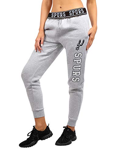 Ultra Game NBA San Antonio Spurs Womens Jogger Pants Active Basic Fleece Sweatpants , Heather Gray, Large