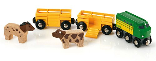 Brio World 33404 - Farm Train - 5 Piece Wooden Toy Train Set for Kids Age 3 and Up