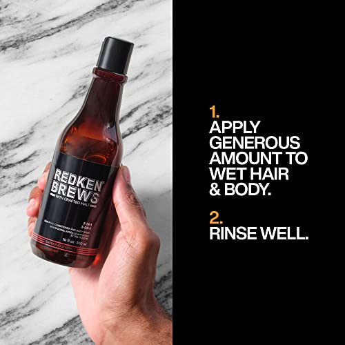 Redken Brews 3-in-1 Shampoo For Men, Shampoo, Conditioner And Body Wash, 33.8 Ounce
