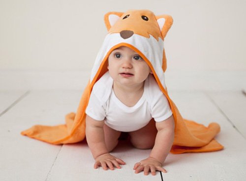 Luvable Friends Unisex Baby Cotton Animal Face Hooded Towel, Fox, One Size