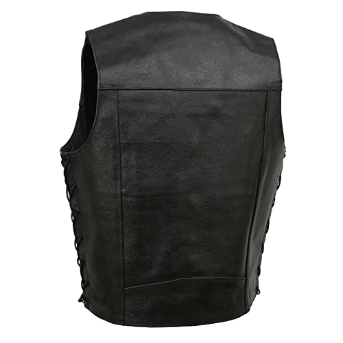EVENT LEATHER EL5315 Black Motorcycle Leather Vest for Men w/Side Lace- Riding Club Adult Motorcycle Vests (as1, alpha, xx_l, regular, regular)