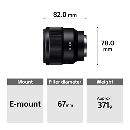Sony SEL-85F18 Portrait Lens Fixed Focal 85mm F1.8 Full Frame Suitable for A7, ZV-E10, A6000 and Nex Series, E-Mount Black