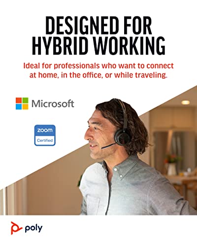 Poly Voyager Focus 2 UC Wireless Headset with Microphone and Charge Stand (Plantronics) - Active Noise Canceling (ANC) - Connect PC/Mac/Mobile via Bluetooth -Works w/Teams, Zoom and More-Amazon Exclusive