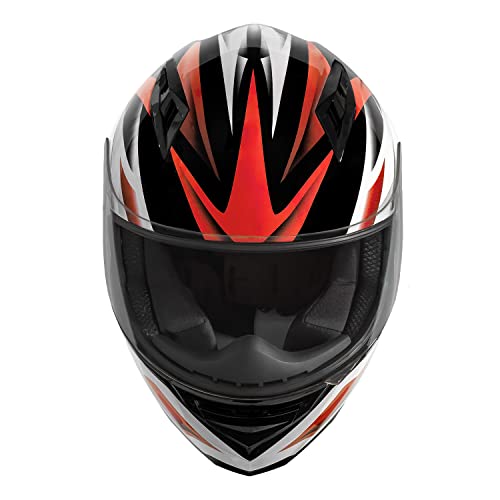 VCAN VX Lightweight Full Face Motorcycle Street Bike Helmet with Extra Tinted Visor DOT and ECE 22.05 Approved (Gloss Black Stream Red, Large)