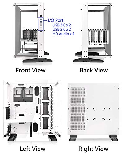 Thermaltake Core P3 ATX Tempered Glass Gaming Computer Case Chassis, Open Frame Panoramic Viewing, White Edition, CA-1G4-00M6WN-05, Snow