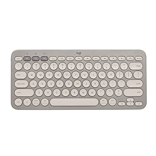 Logitech K380 Multi-Device Bluetooth Wireless Keyboard with Easy-Switch for Up to 3 Devices, Slim, 2 Year Battery-PC, Laptop, Windows, Mac, Chrome OS, Android, iPadOS, Apple TV - Sand
