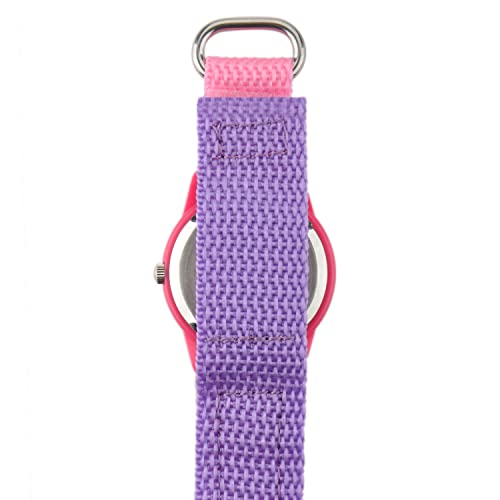 Disney Frozen Kids' Plastic Time Teacher Analog Quartz Nylon Strap Watch, Pink/Pink/Purple