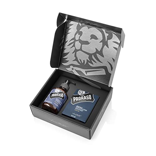 Proraso Beard Care Kit for Men | Beard Wash and Beard Balm to Cleanse, Soften and Reduce Itch for New or Short Beards | Azur Lime