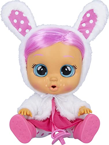 Cry Babies Dressy Coney - 12' Baby Doll | Pink Dress, Bunny Themed White Fluffy Jacket