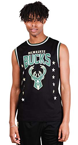 Ultra Game NBA Milwaukee Bucks Mens Jersey Sleeveless Muscle T-Shirt, Black, Large