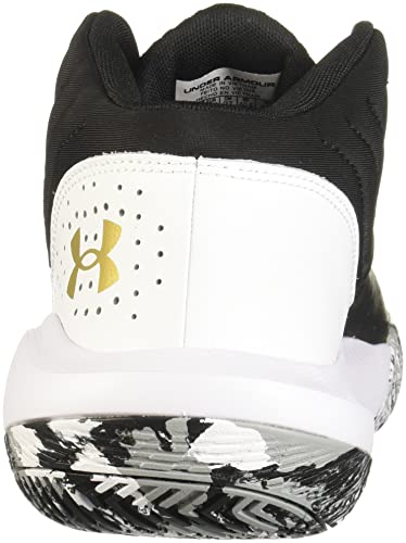 Under Armour Unisex Jet '21 Basketball Shoe, (006) Black/White/Metallic Gold, 8.5 US Men