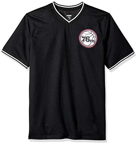 Ultra Game NBA Philadelphia 76ers Mens Jersey V-Neck Mesh Short Sleeve Tee Shirt, Black, XX-Large