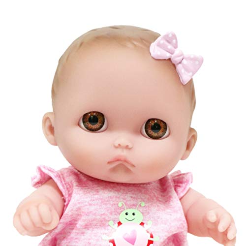 Lil Cutesies 8.5' All Vinyl Baby Doll | Posable and Washable | Removable Outfit | Mimi - Brown Eyes | JC Toys | Ages 2+
